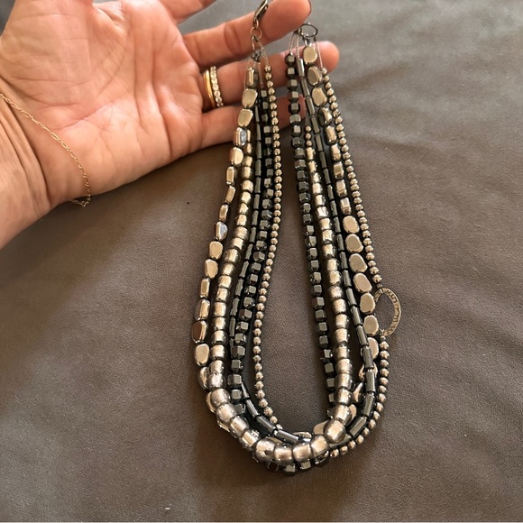 Silpada Chunky Silver & Hematite Beaded Necklace Multi-Strand Boho Bold Layered - Picture 4 of 7